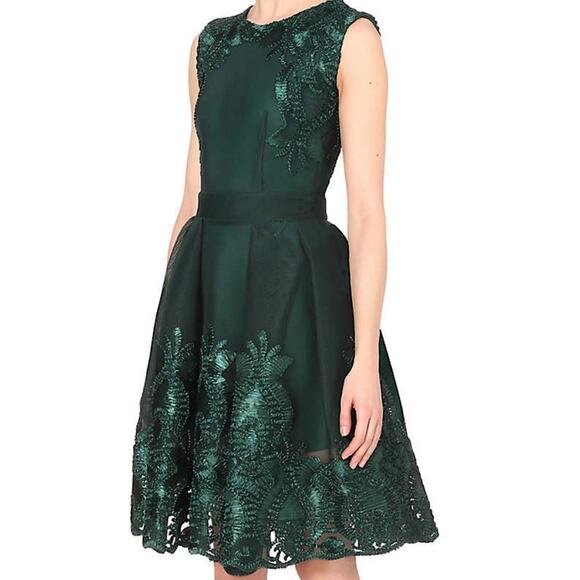 Maje Green Reason embroidered honeycomb midi dress - Picture 5 of 8